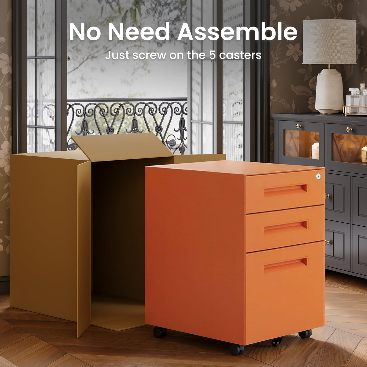 3 Drawer Metal Rolling File Cabinet A861271