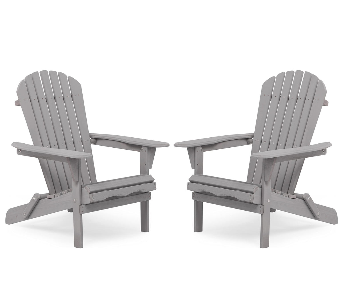 Wooden Folding Adirondack Chairs Set of 2 Solid Cedar U5000