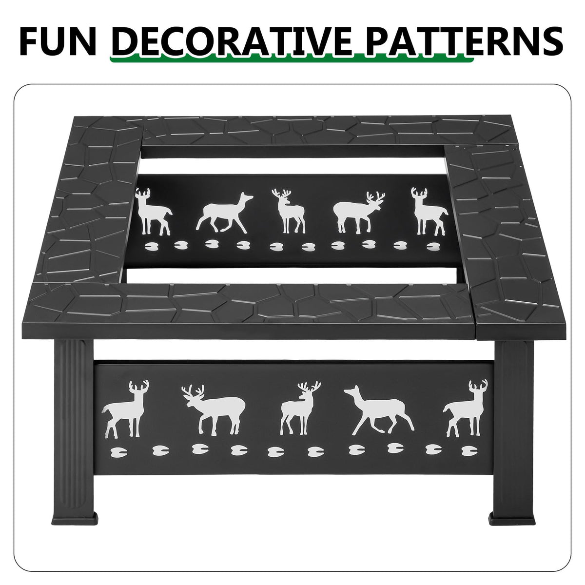 32 Inch Black Wrought Iron Wood Burning Fire Pit D290764