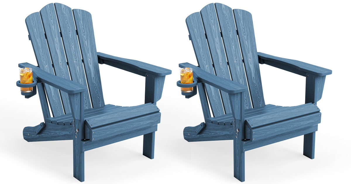 Folding Adirondack Chair Set of 2 with Cup Holder M105931