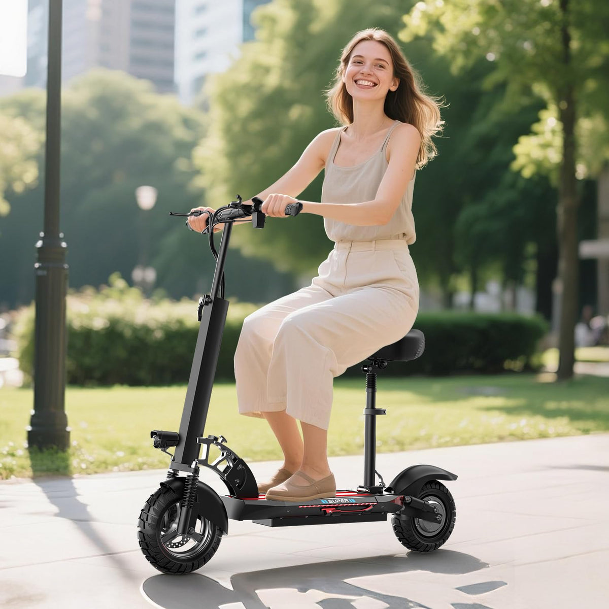 800W 45 Mile Range 25 Mph Foldable Electric Scooter with Seat F4338