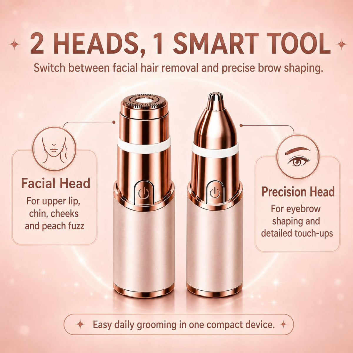 2-in-1 Facial Hair Remover & Eyebrow Trimmer with LED Light S904556