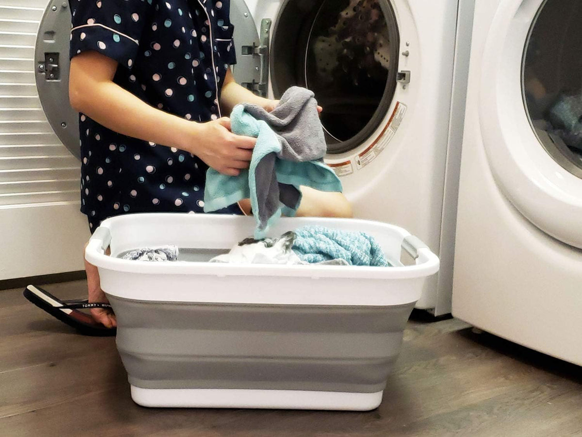 Collapsible Plastic Laundry Basket Set of 2 U42068