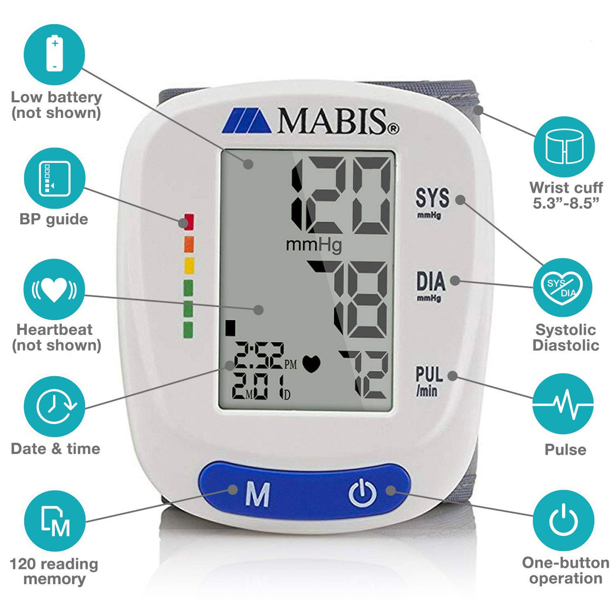 Digital Wrist Blood Pressure Monitor with Automatic Wrist Cuff V886