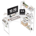 47 Inch White Computer Desk with Bookshelf T902