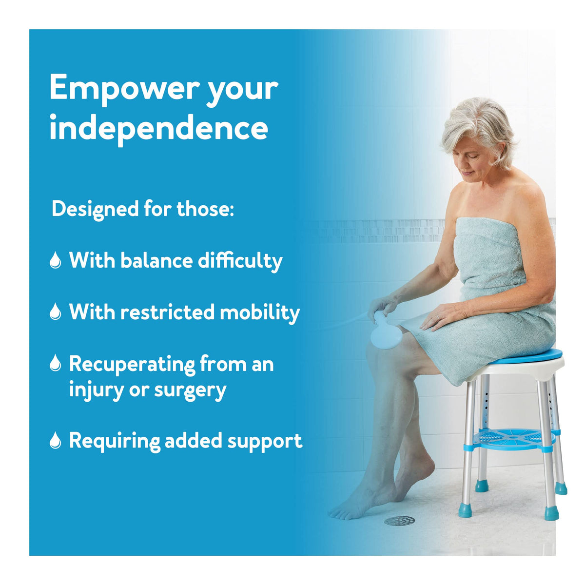 Adjustable Rotating Bath and Shower Stool with Storage Tray C61294