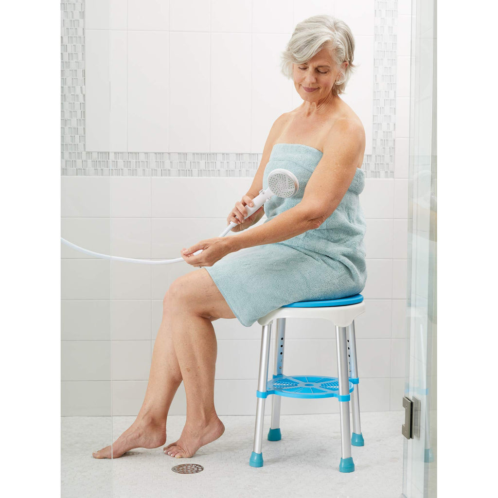 Adjustable Rotating Bath and Shower Stool with Storage Tray C61294