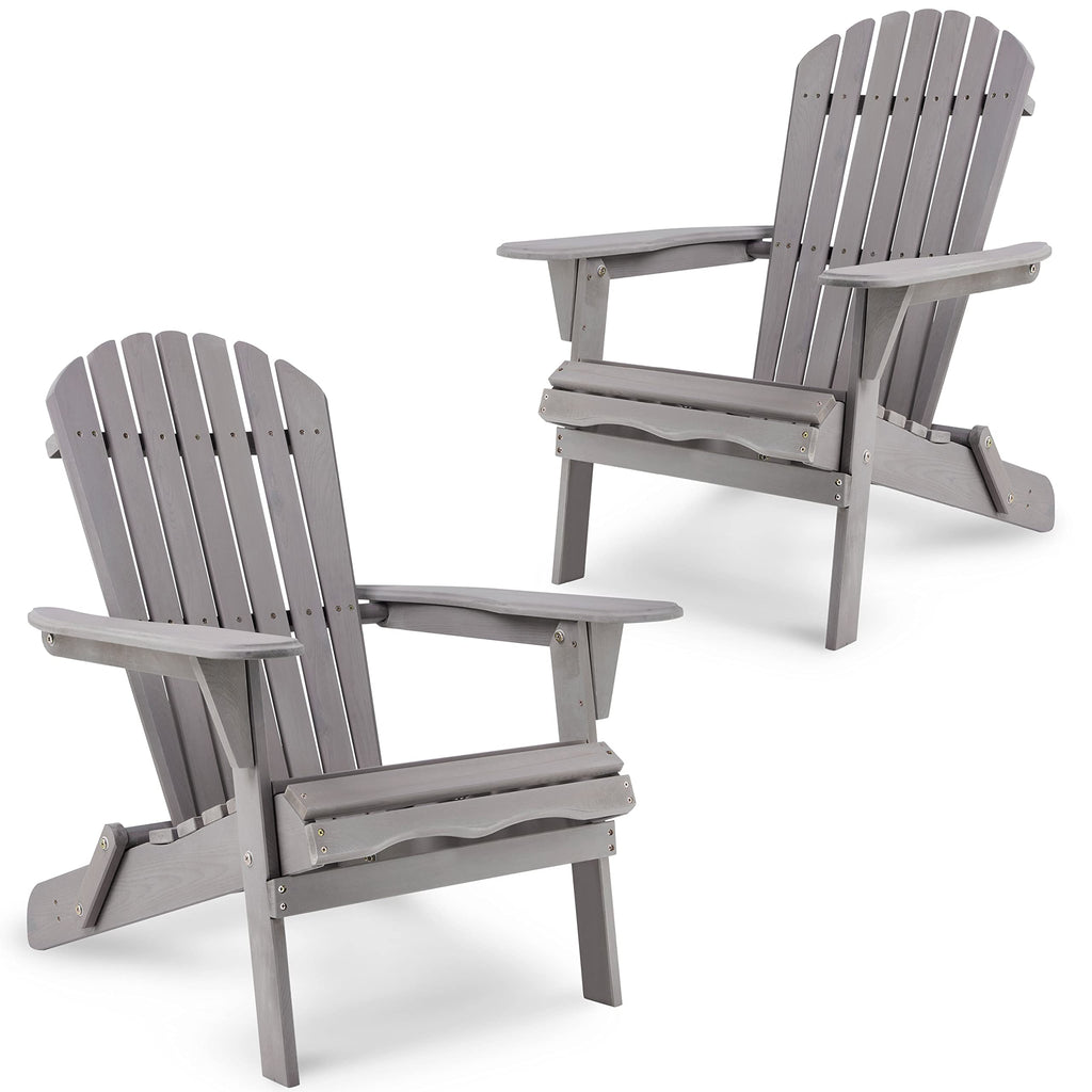 Wooden Folding Adirondack Chairs Set of 2 Solid Cedar U5000