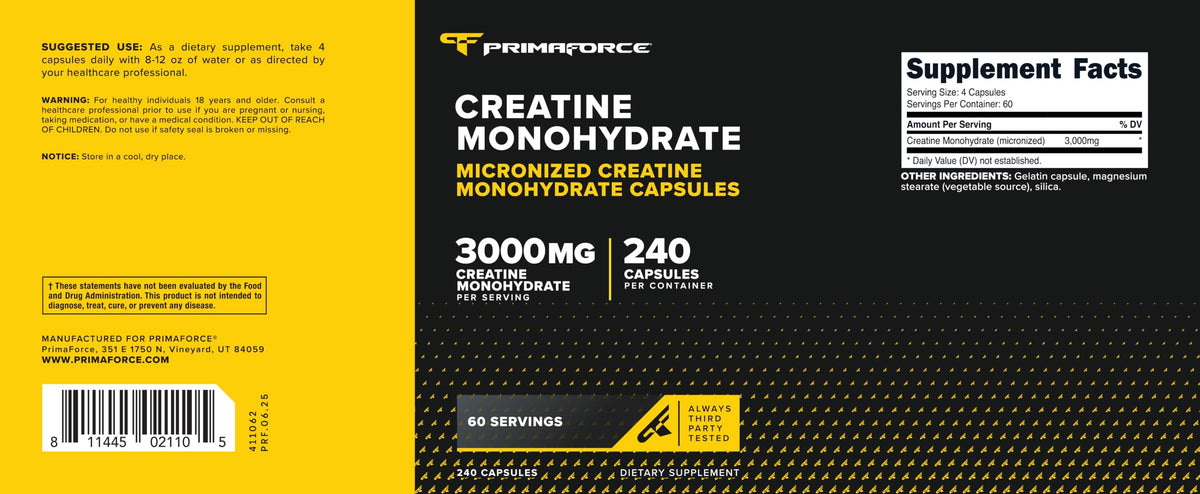 Creatine Monohydrate Capsules 3,000mg 240 Capsules S643011