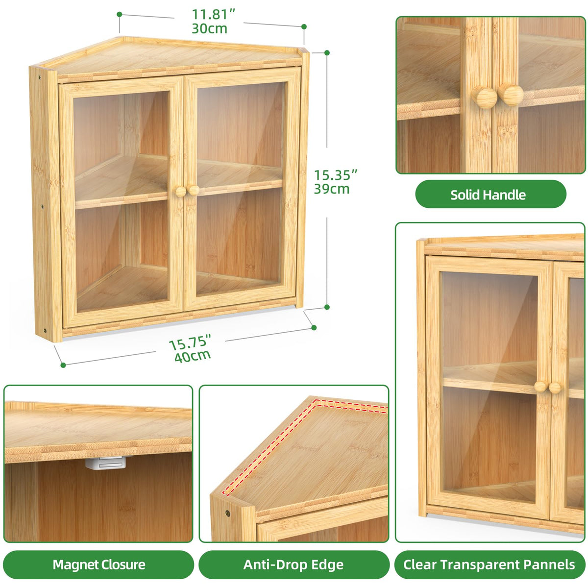 Double Layer Bamboo Bread Box with 2 Doors N9101
