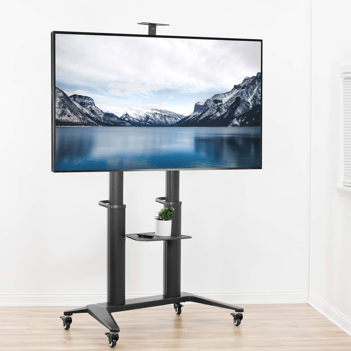 Aluminum Mobile TV Cart for 32 to 120 inch Screens up to 308 lbs, Black E2285
