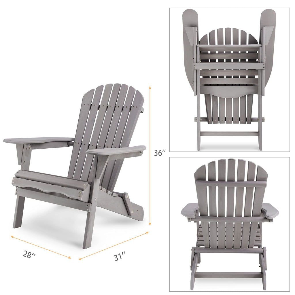 Wooden Folding Adirondack Chairs Set of 2 Solid Cedar U5000