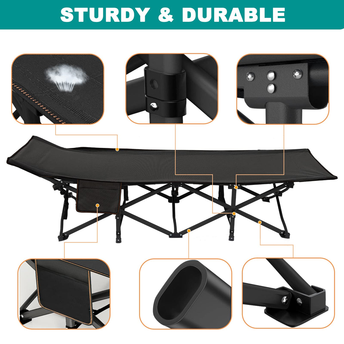 Folding Camping Cot with Mattress F496
