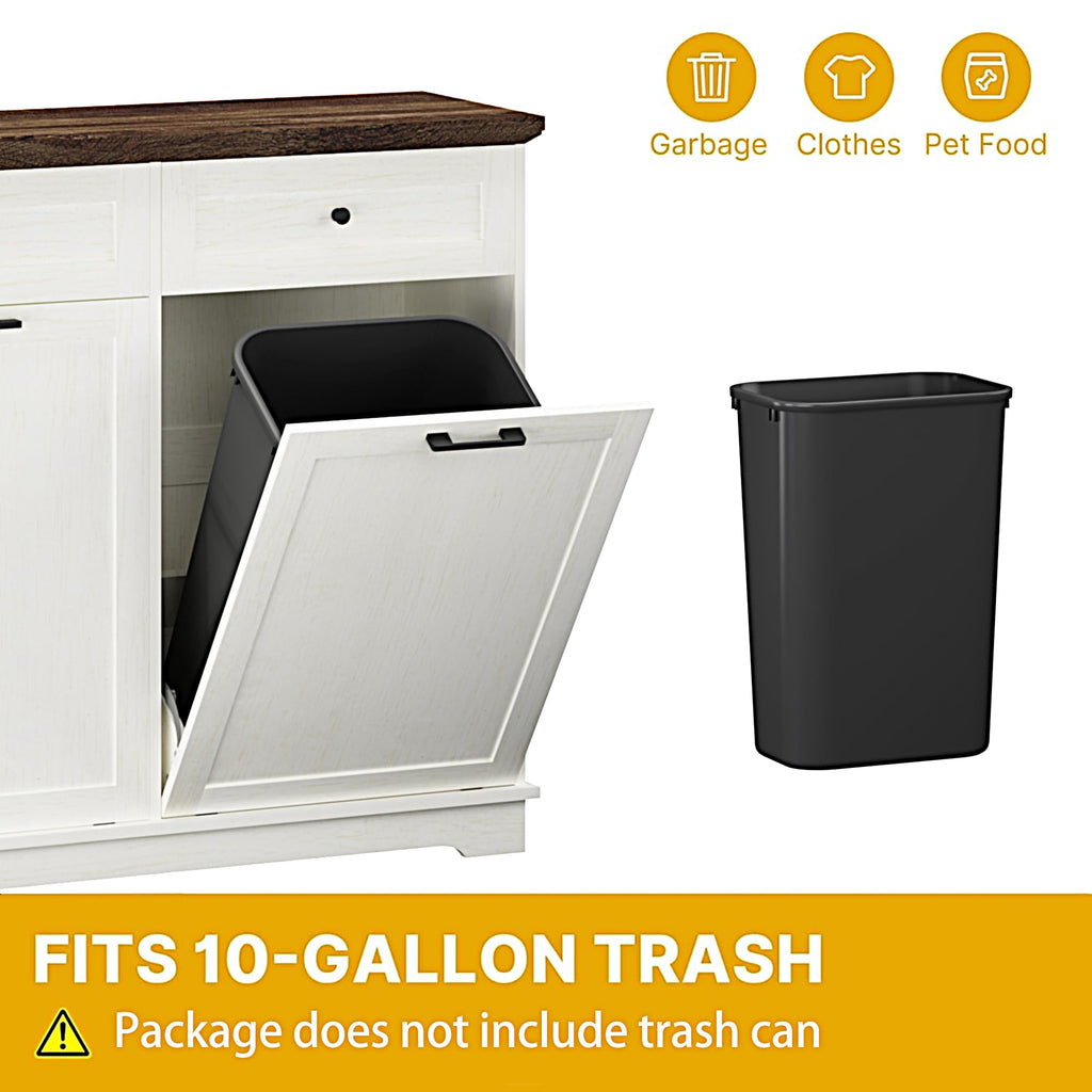 20 Gallon Wooden Tilt Out Trash Can Cabinet with Drawers A584622