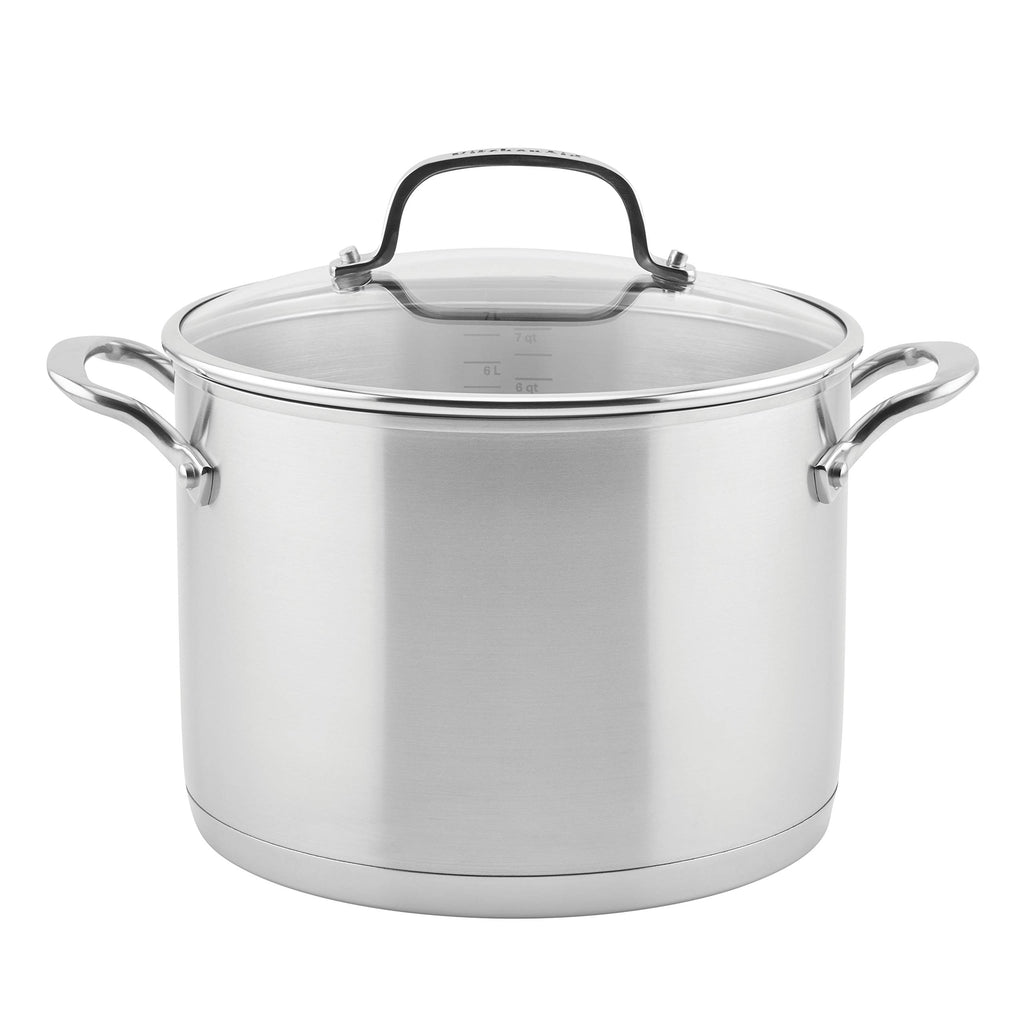 Stainless Steel 3-Ply Base Induction Stock Pot with Lid, 8-Quart L5840