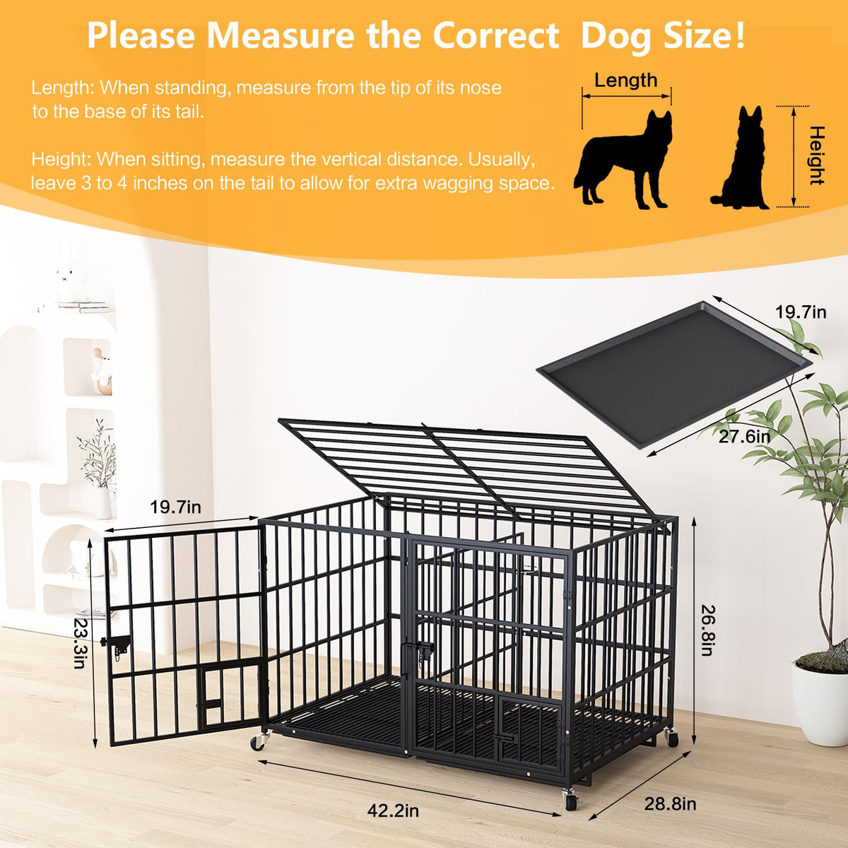 42 Inch Heavy Duty Metal Dog Crate with Divider J353966