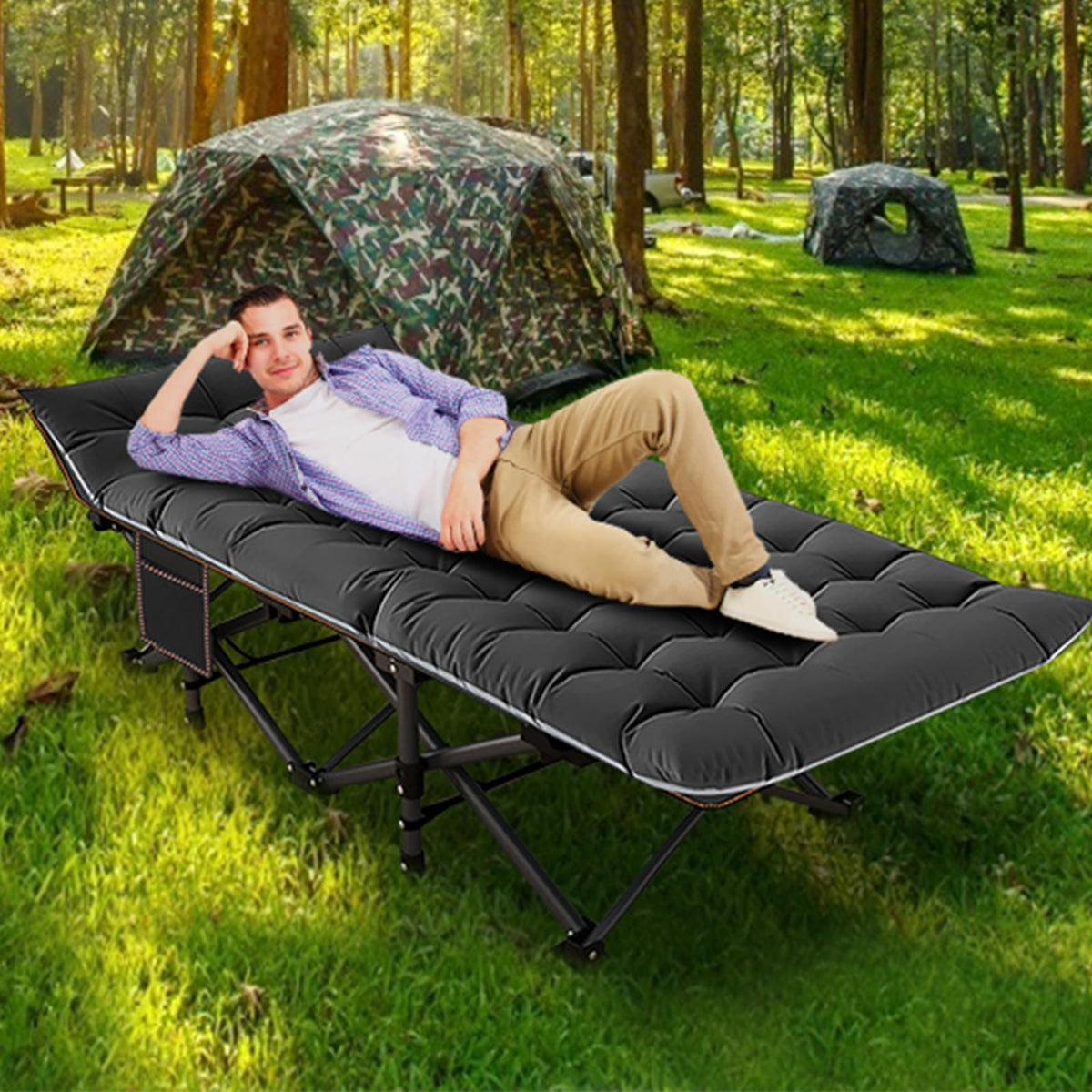Folding Camping Cot with Mattress F496
