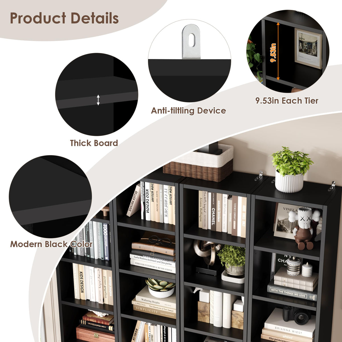 8-Tier Narrow Bookshelf D6816