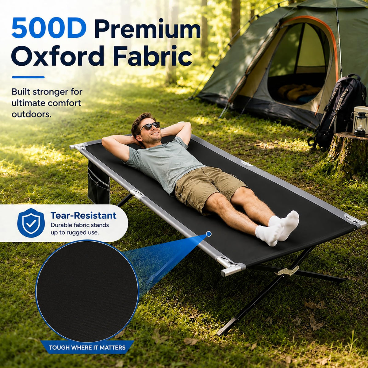 42" Extra Wide Heavy Duty Folding Cot Bed with Carry Bag E191