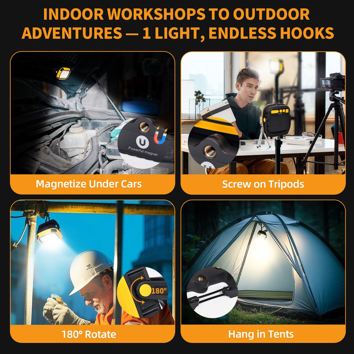 6000mAh Magnetic Rechargeable Work Light 4000 Lumen IP65 H50823