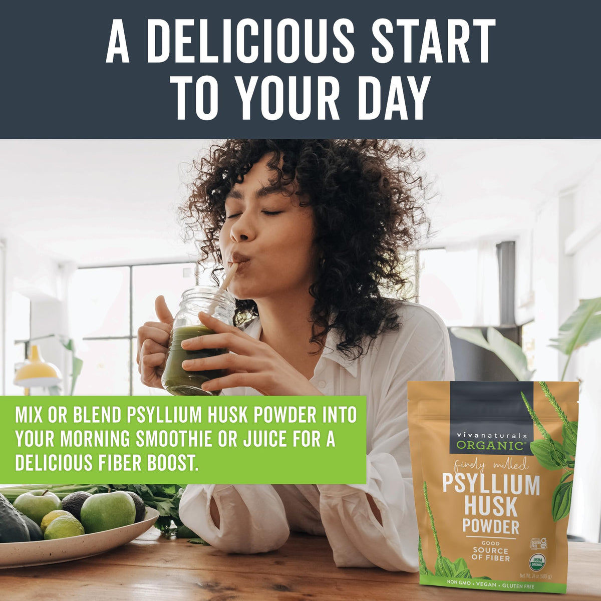 24 oz Organic Psyllium Husk Powder & 30mg Zinc D705