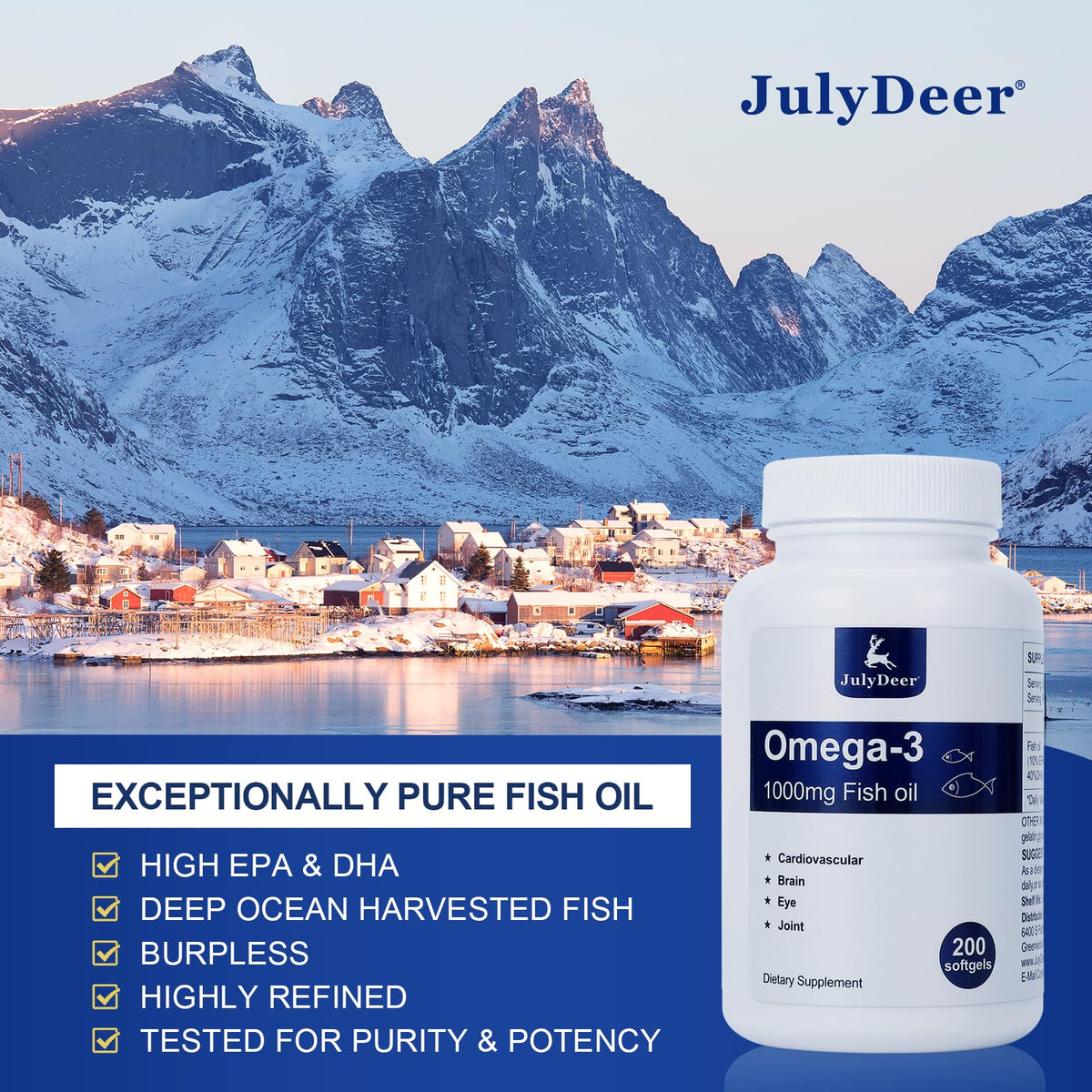 Omega 3 Fish Oil 1000 mg 200 Softgels U4312