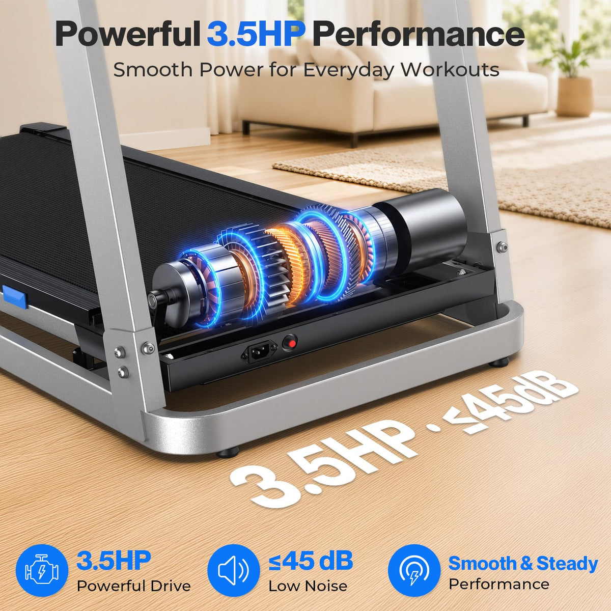 Foldable Treadmill with 10% Incline 400 LBS Capacity D86538