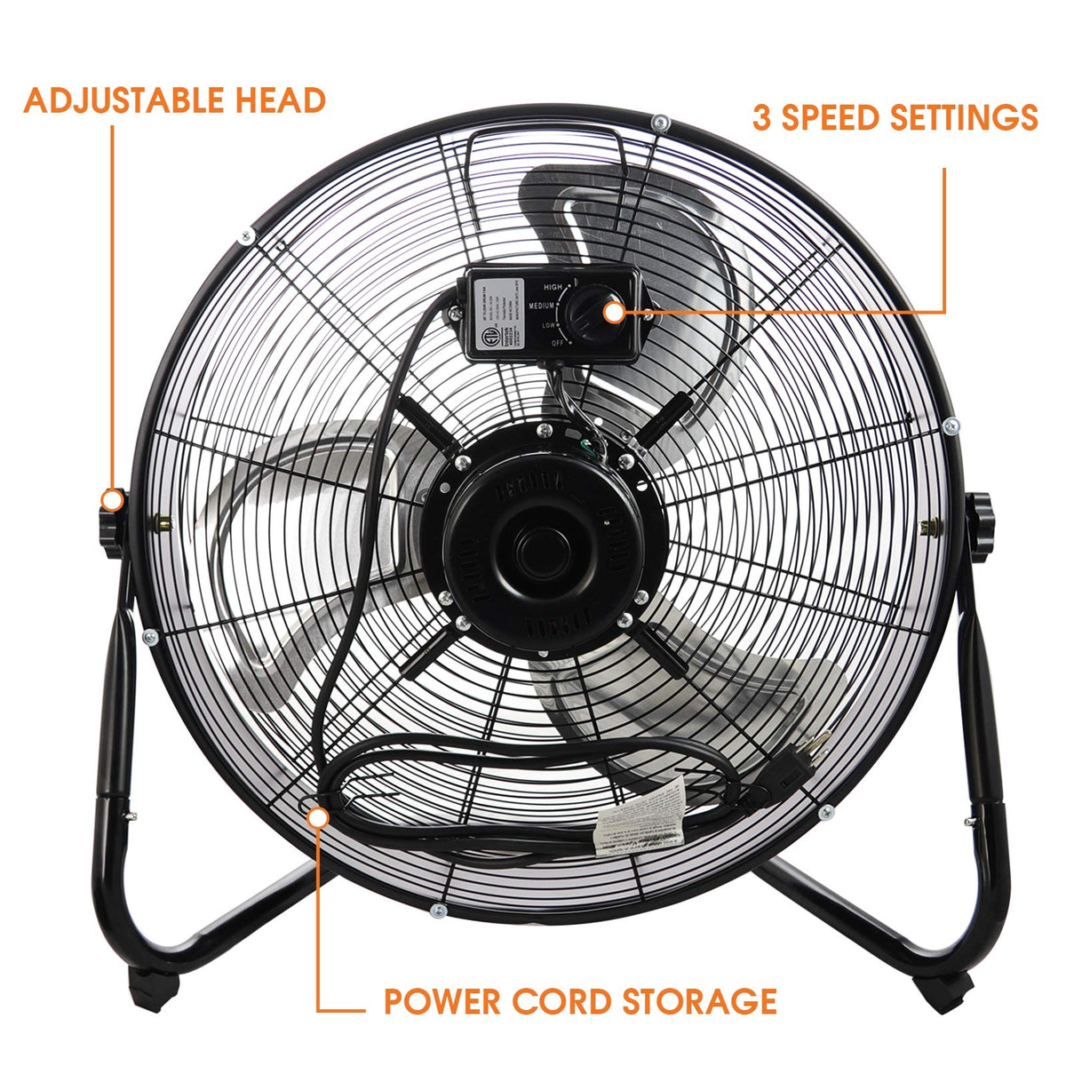 20" Industrial Floor Drum Fan with 3 Speed P98310
