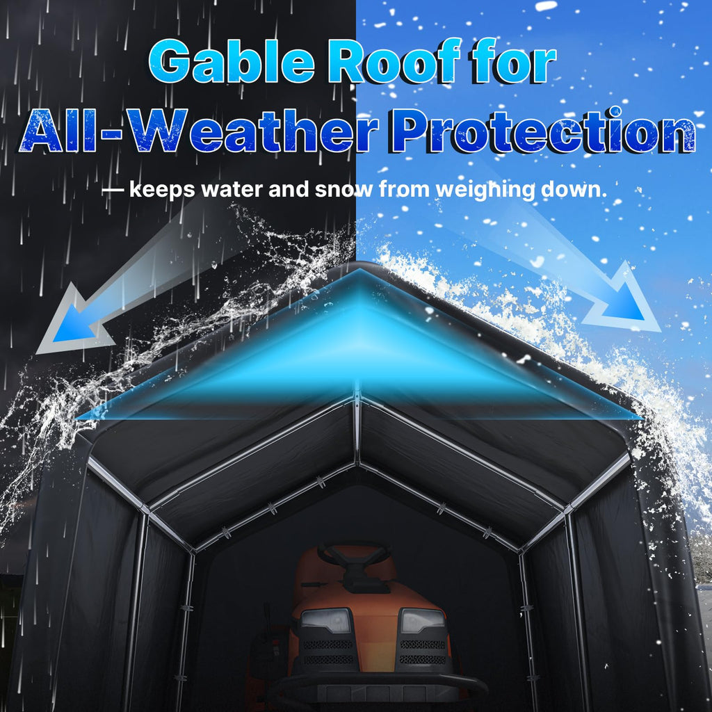 8x14 ft Steel Portable Garage Shelter with 2 Roll up Doors W83989