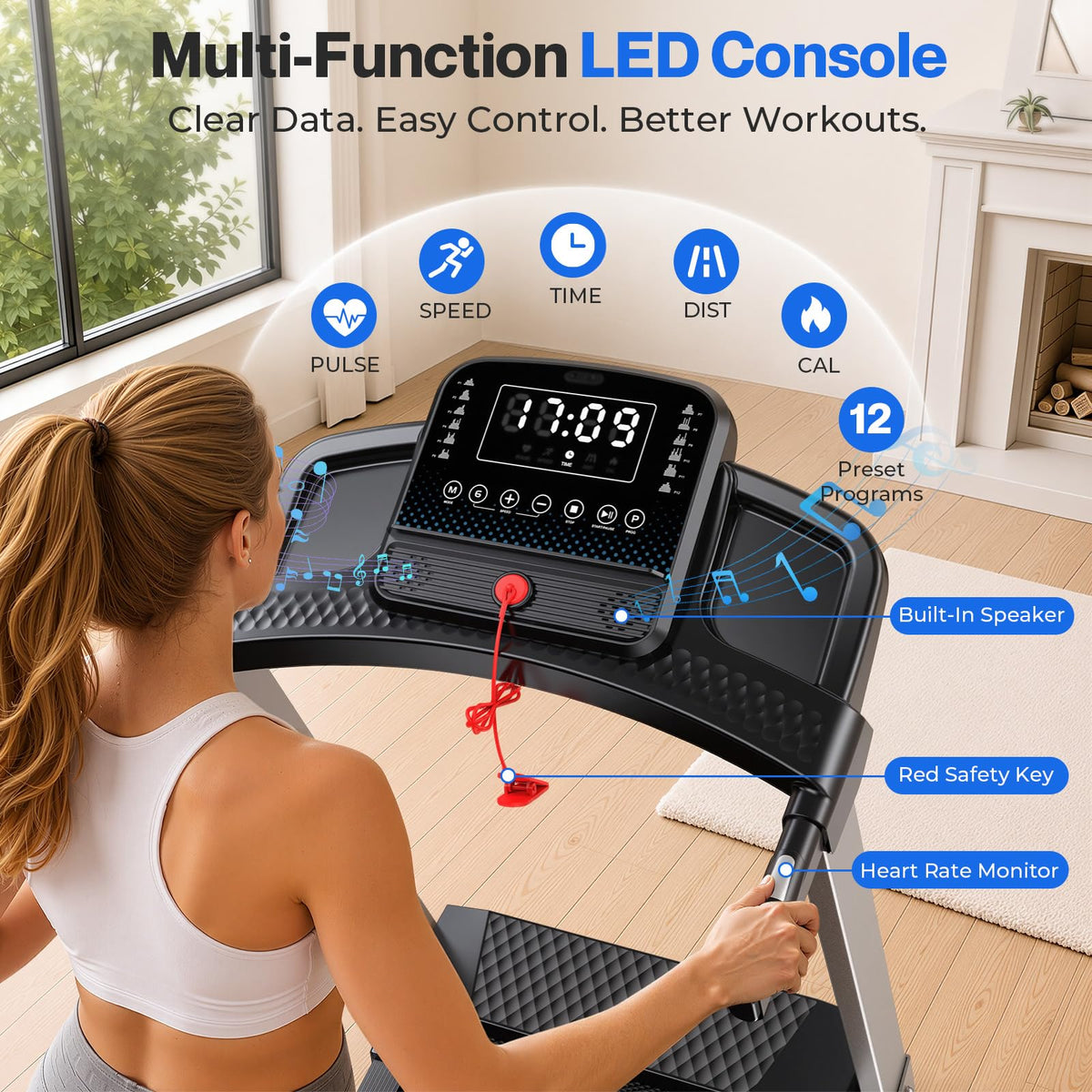 Foldable Treadmill with 10% Incline 400 LBS Capacity D86538