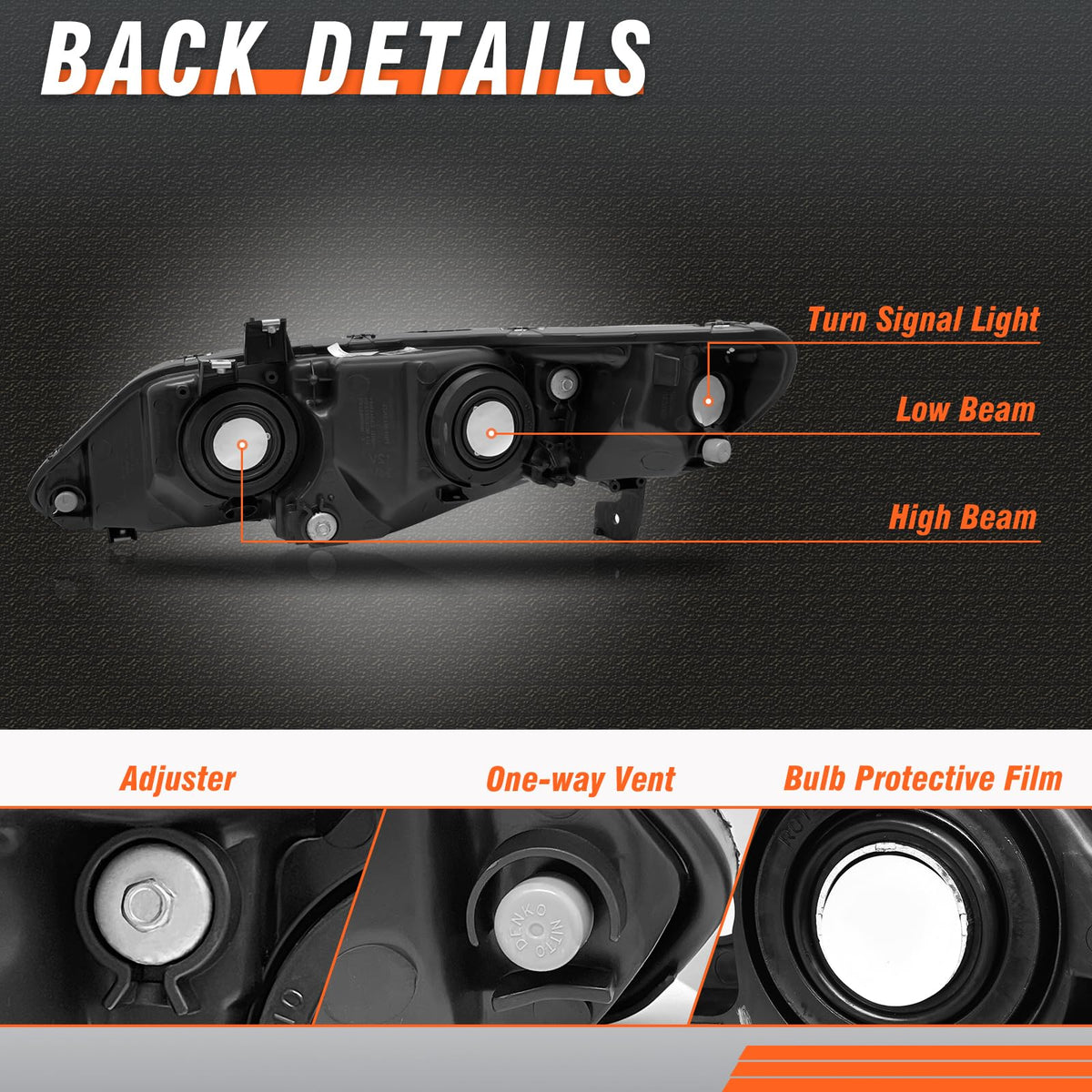 2006-2011 Honda Civic 4 Door Black Headlights Pair X3749