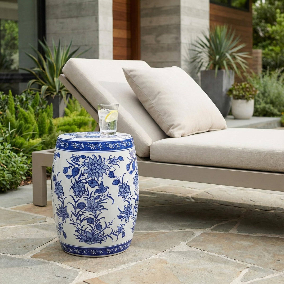 Ceramic Floral Pattern Stool I988876