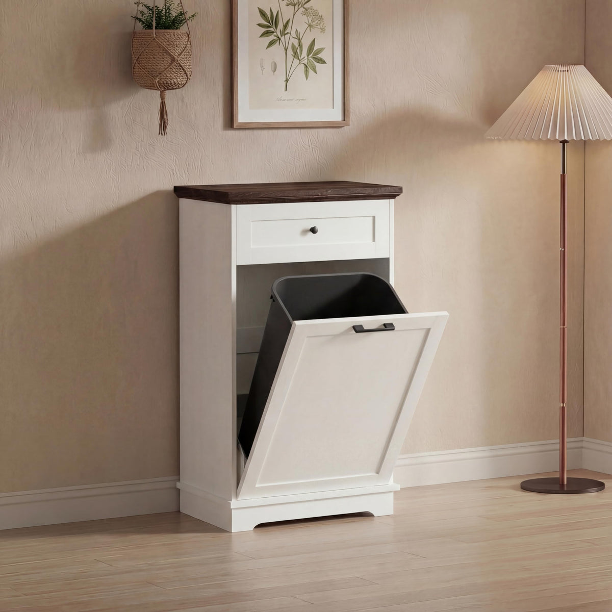 Double Tilt Out Trash Cabinet for 10 Gallon Trash Cans, Antique White C18644