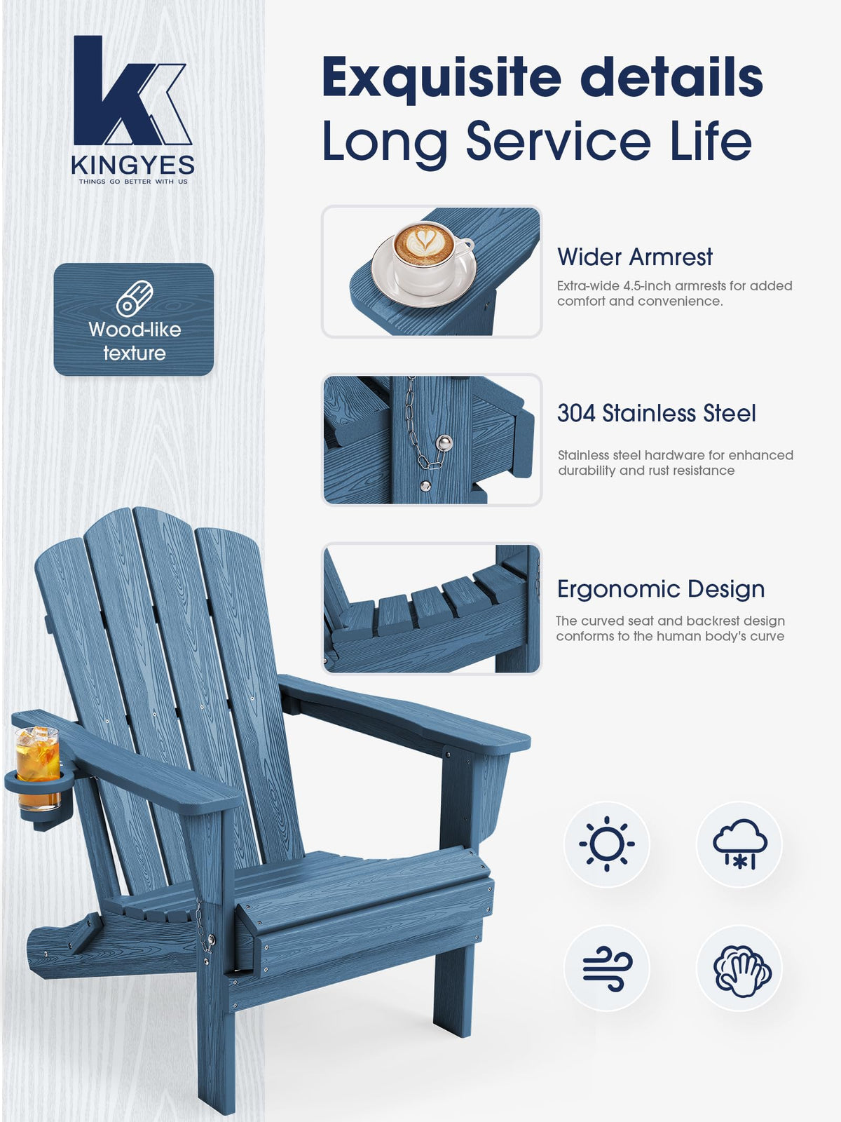 Folding Adirondack Chair Set of 2 with Cup Holder M105931
