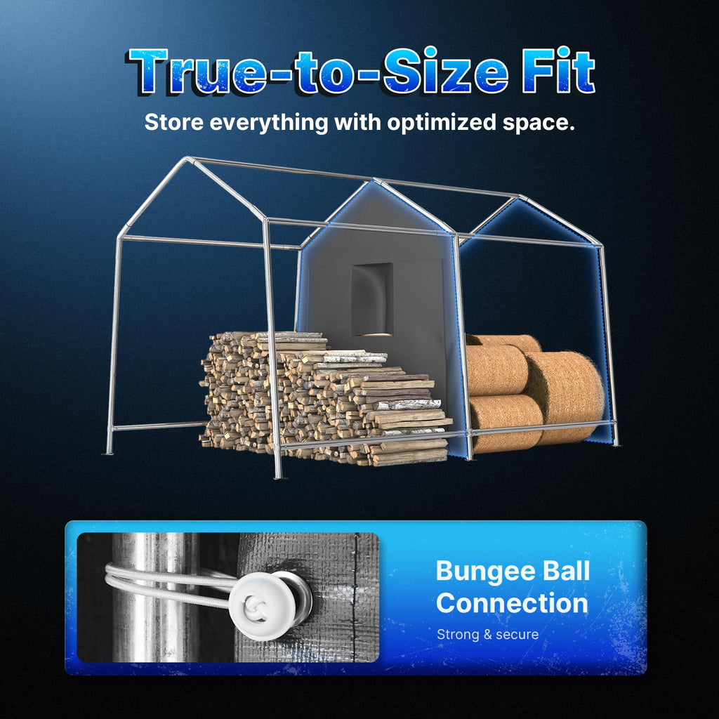 8x14 ft Steel Portable Garage Shelter with 2 Roll up Doors W83989