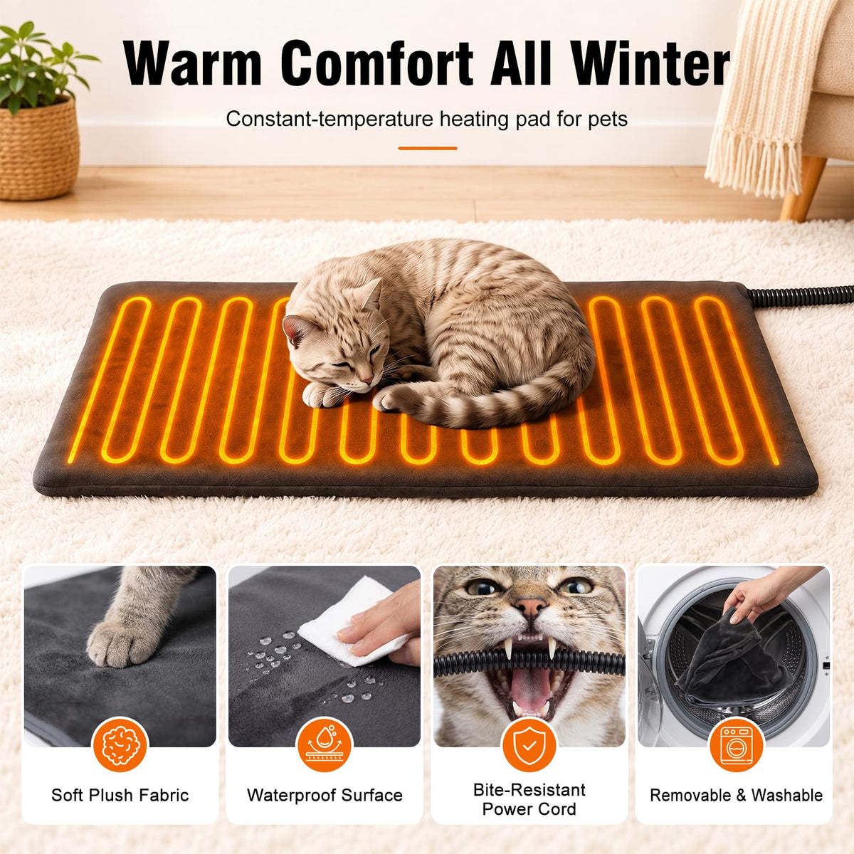 Weatherproof Insulated Heated Cat House with Heating Pad A85044