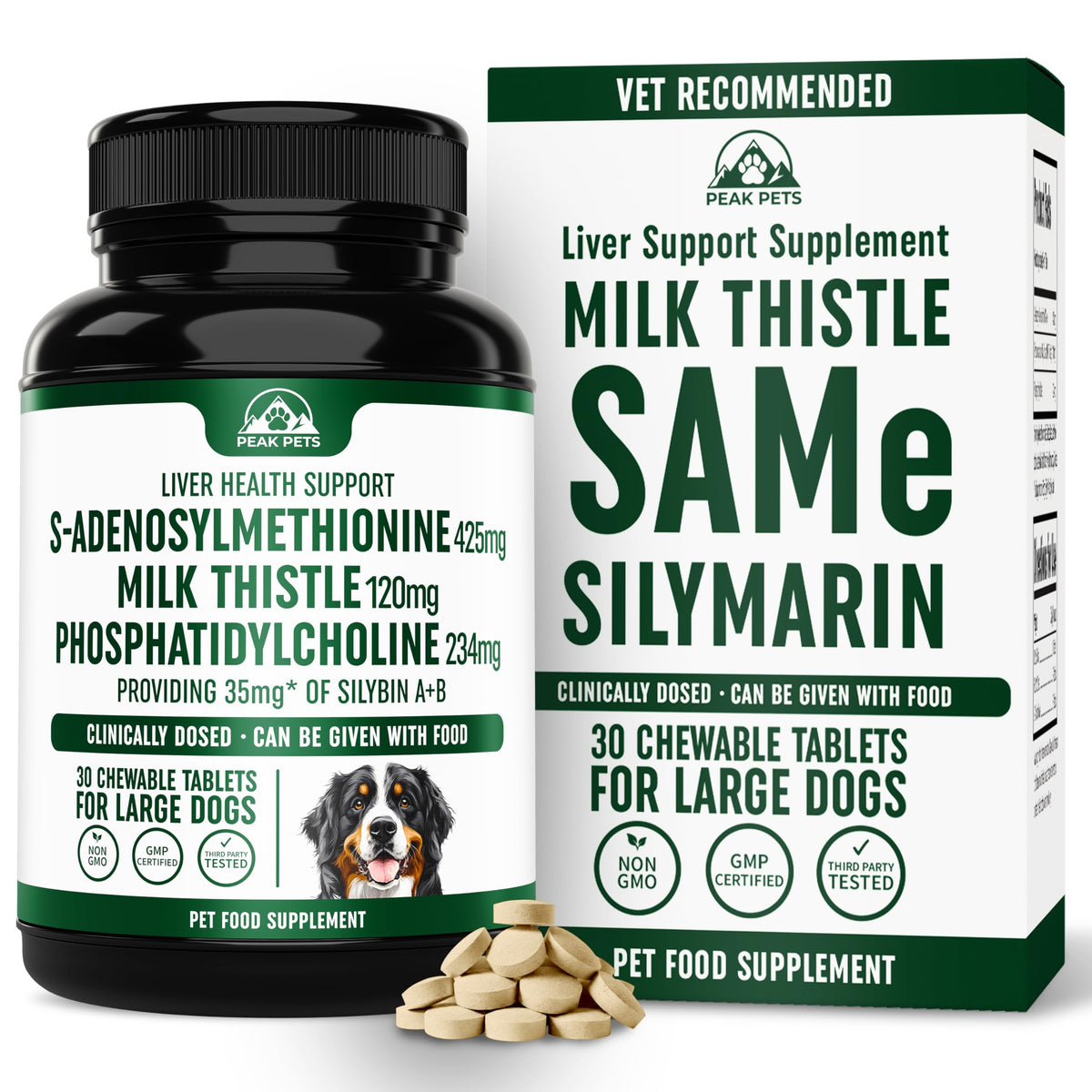 Liver Support Supplement for Large Dogs with Milk Thistle - 30 Chewable Tablets N86587