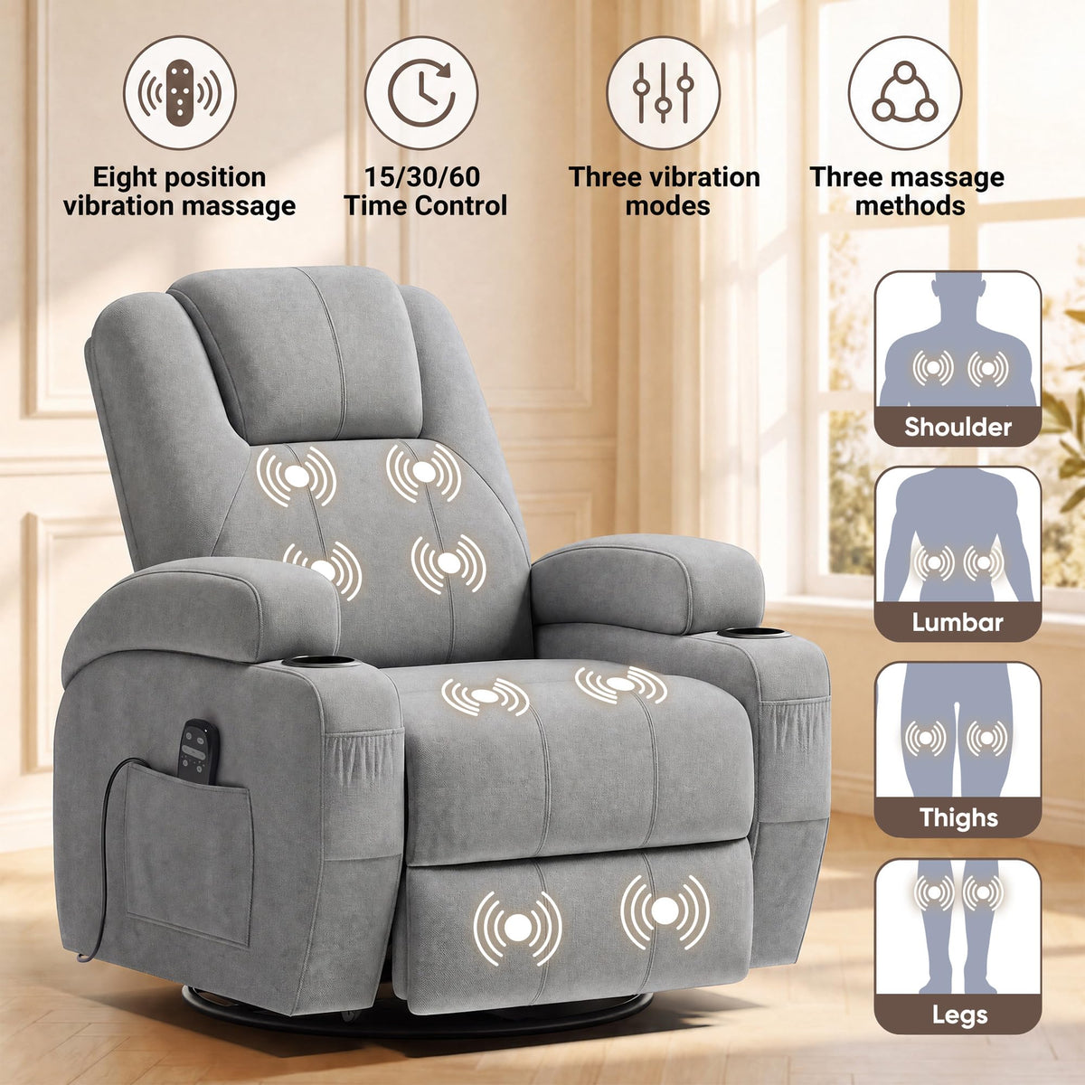 Rocking Recliner Chair with Massage J53723