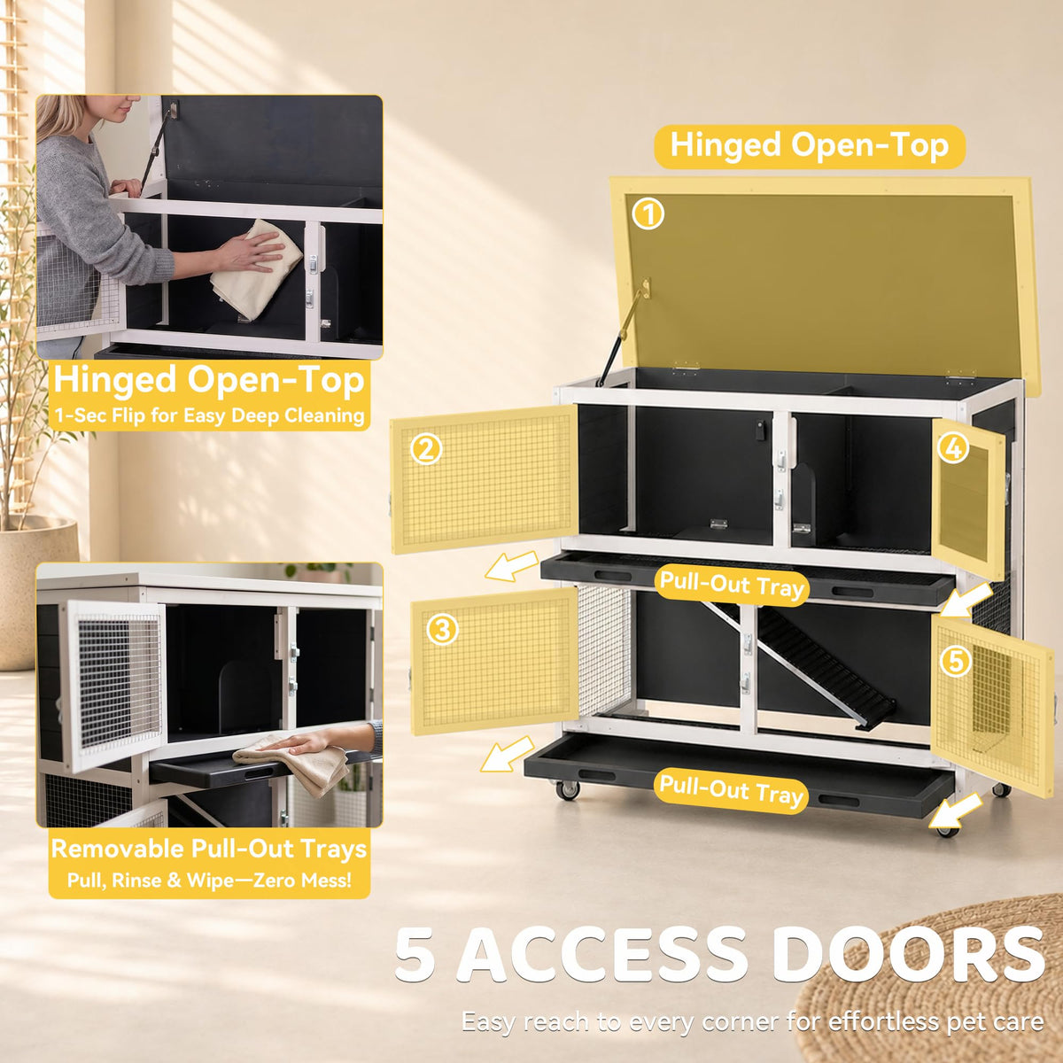 2-Story Indoor Rabbit Hutch with Wheels O324838
