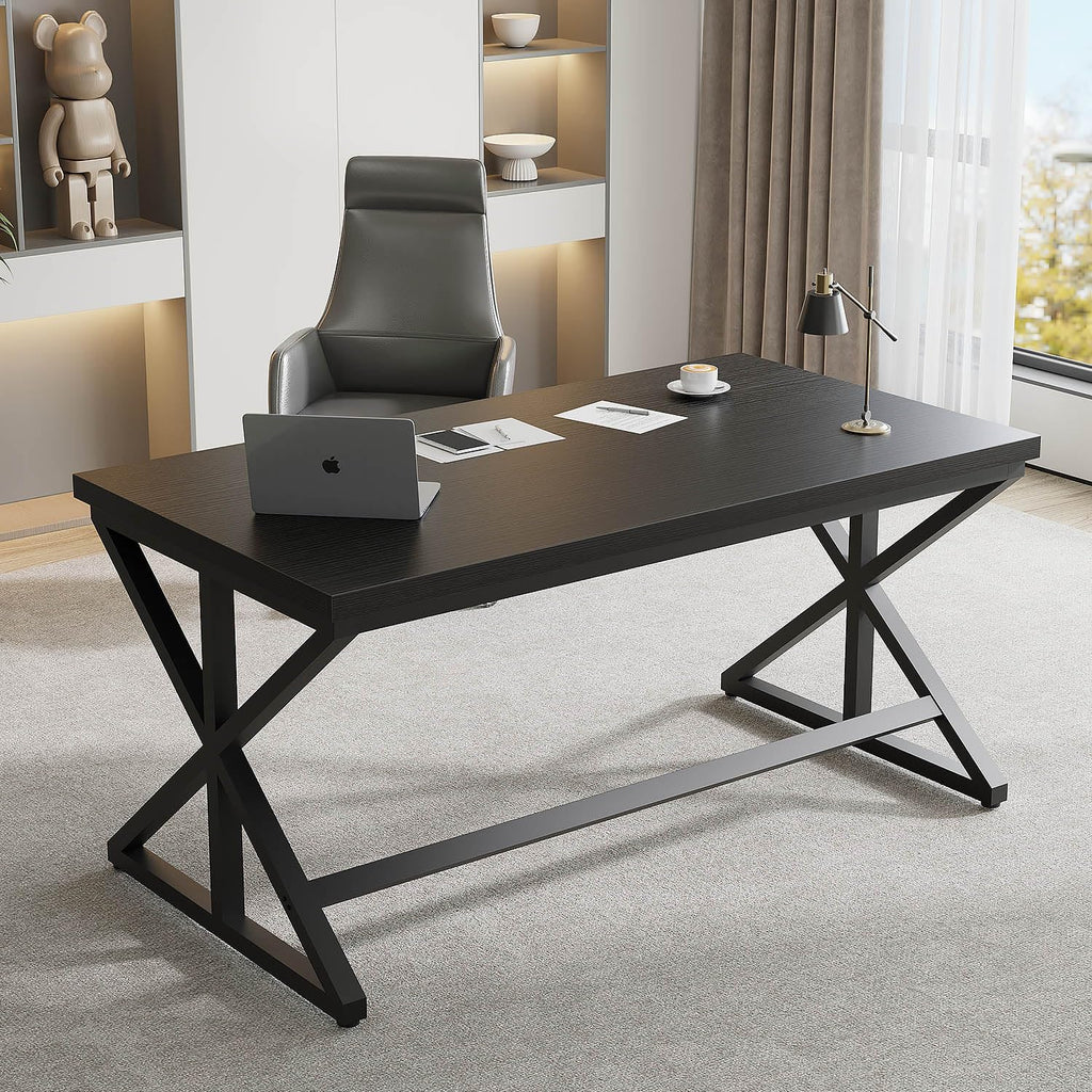 Black 47 Inch Wooden Metal Office Desk R232722