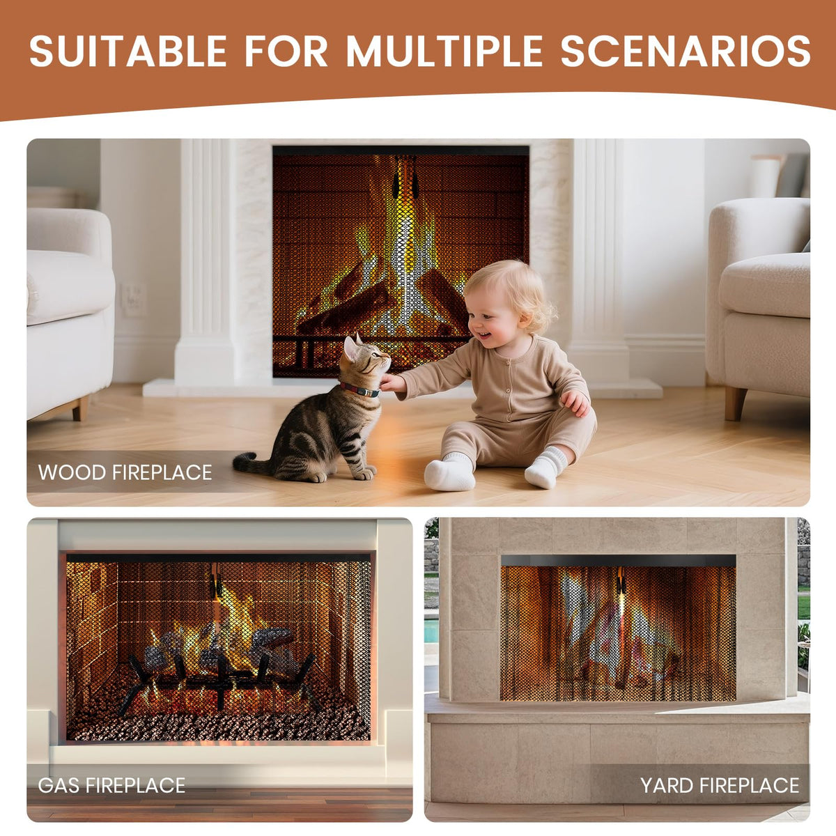26x24 Inch 2 Pcs Fireplace Screen Mesh L889494