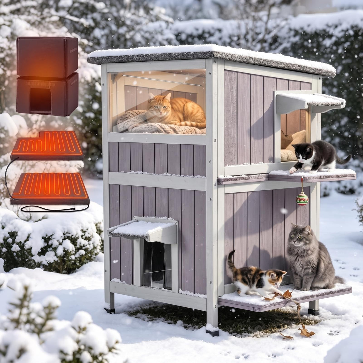 2-Story Heated Waterproof Cat House R745256