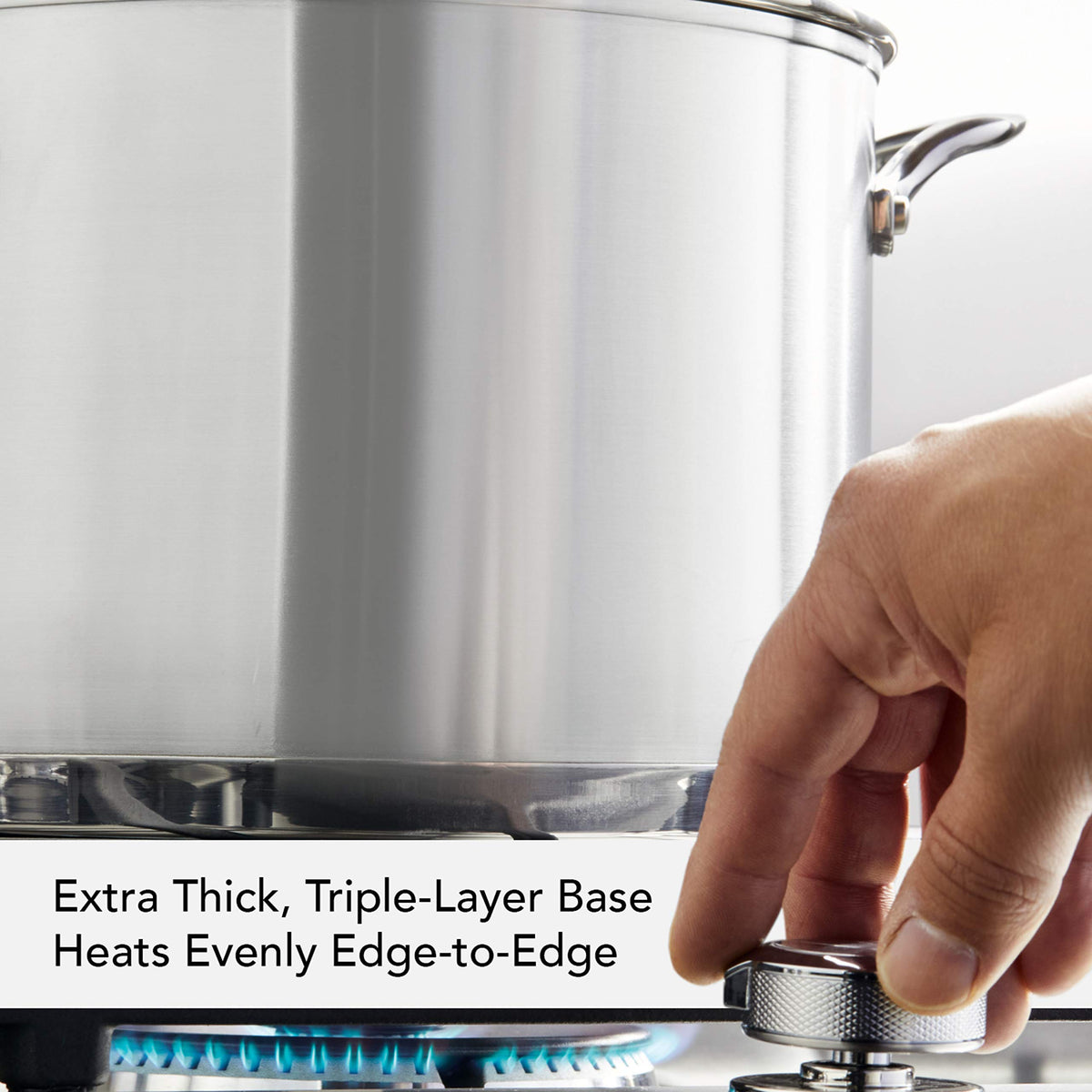 Stainless Steel 3-Ply Base Induction Stock Pot with Lid, 8-Quart L5840