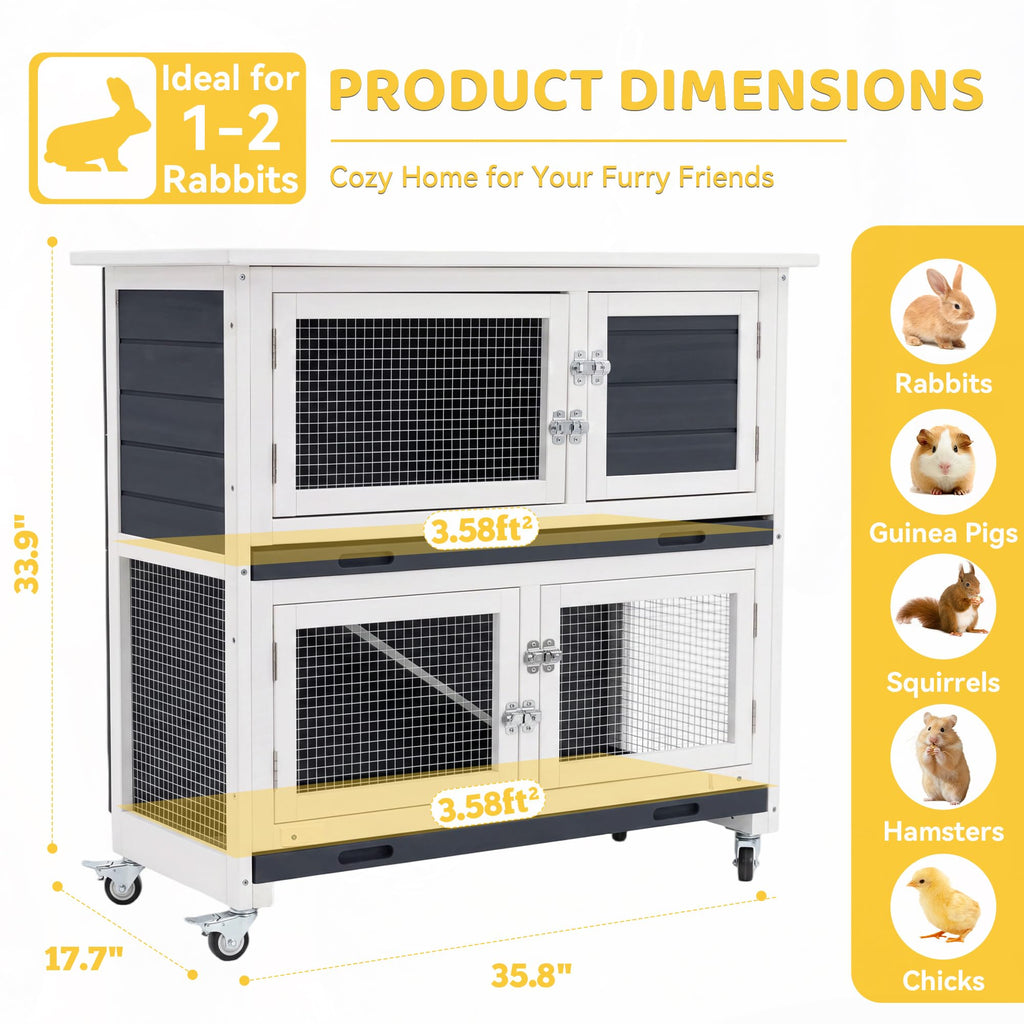 2-Story Indoor Rabbit Hutch with Wheels O324838