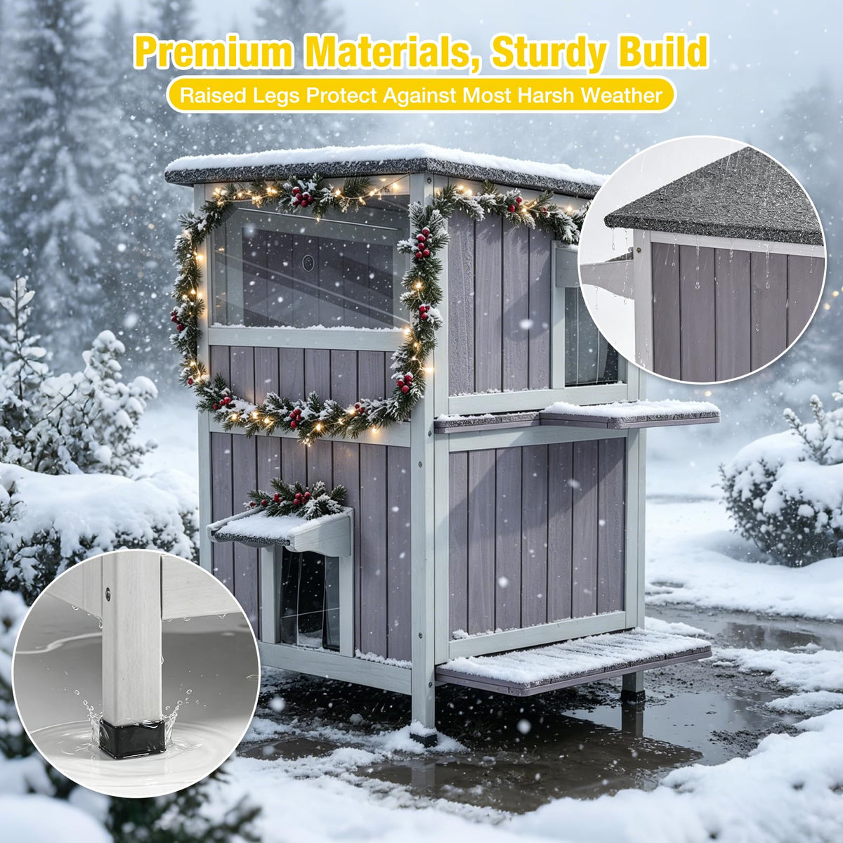 2-Story Heated Waterproof Cat House R745256