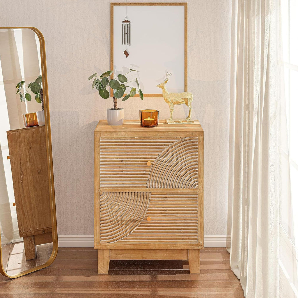 2 Drawer Wood Nightstand C3645