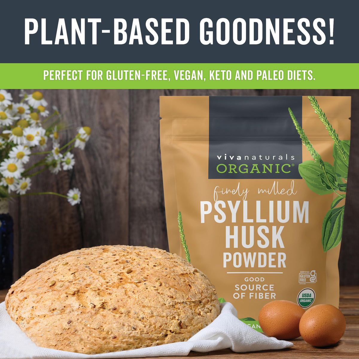 24 oz Organic Psyllium Husk Powder & 30mg Zinc D705