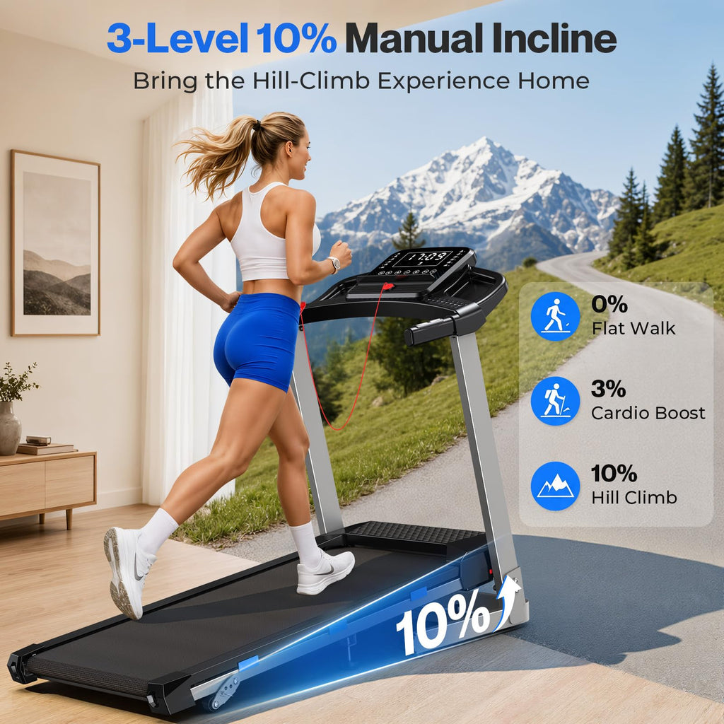 Foldable Treadmill with 10% Incline 400 LBS Capacity D86538