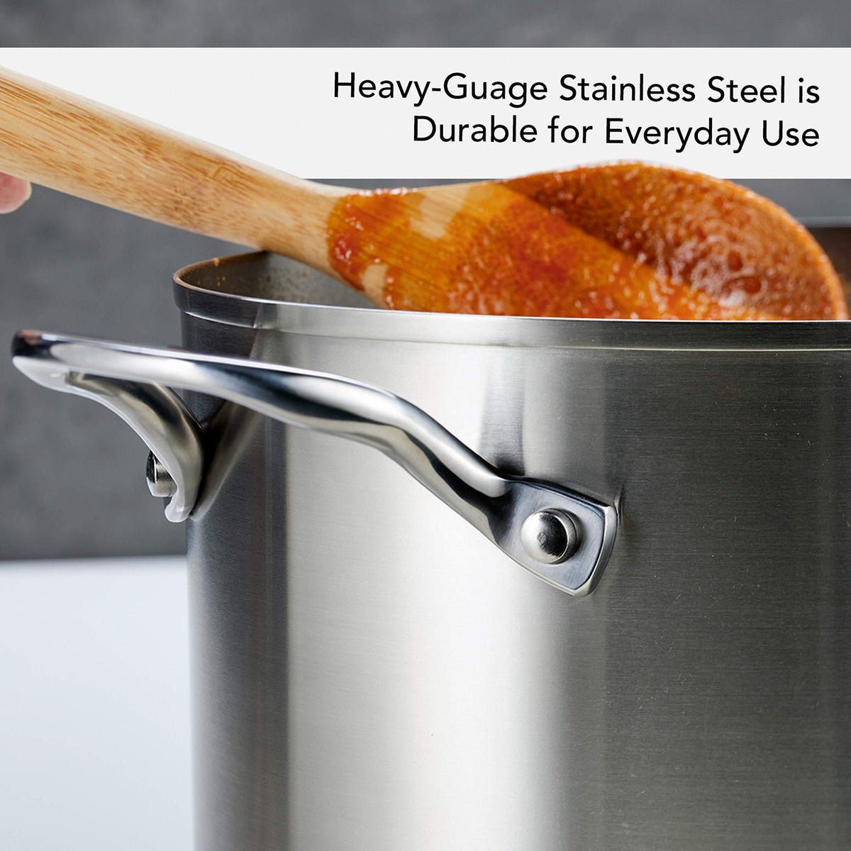 Stainless Steel 3-Ply Base Induction Stock Pot with Lid, 8-Quart L5840