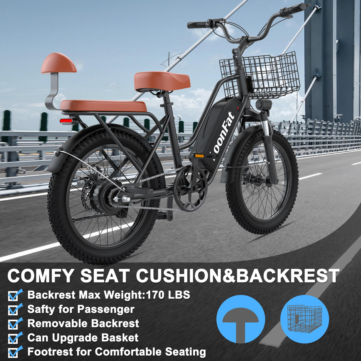 Ebike with Rear Seat & Front Basket D50430